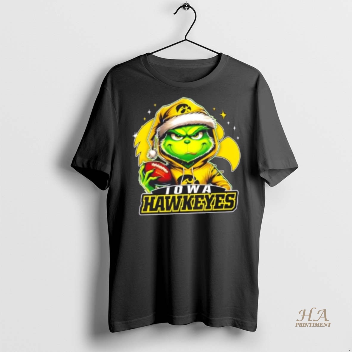 Official Grinch Is Holding A Ball And Smiling At Iowa Hawkeyes Fans Christmas Shirt Hoodie