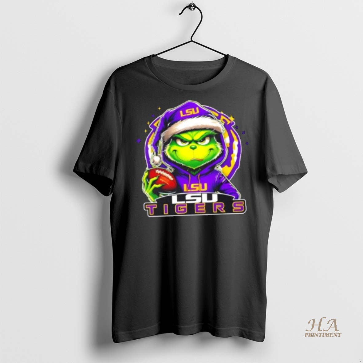 Official Grinch Is Holding A Ball And Smiling At Lsu Tigers Fans Christmas Shirt Hoodie