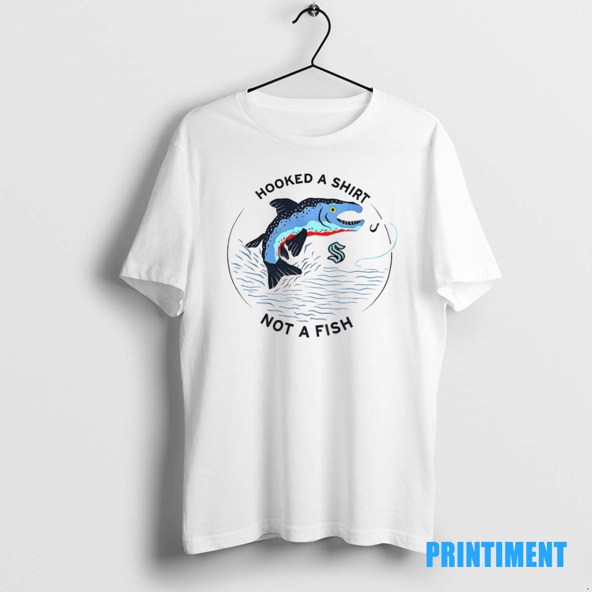 Official Hooked A Not A Fish Seattle Kraken Hockey Nhl 2025 Logo Tee Sweater Hoodie