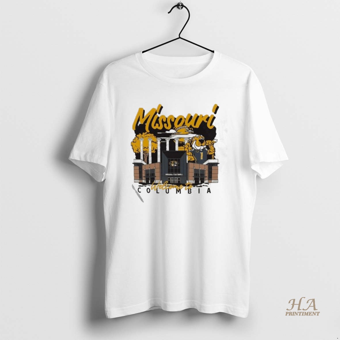 Official Image One Natural Missouri Tigers Comfort Colors Hand Drawn Campus Stack T Shirt