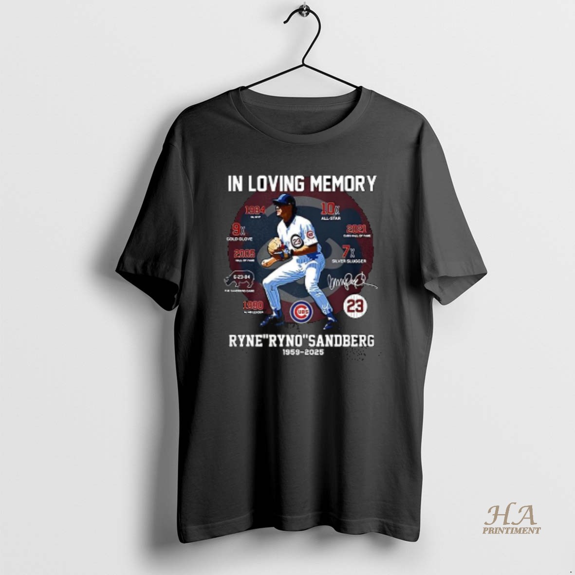Official In Loving Memory Ryne Ryno Sandberg 1959 2025 Signature T Shirt