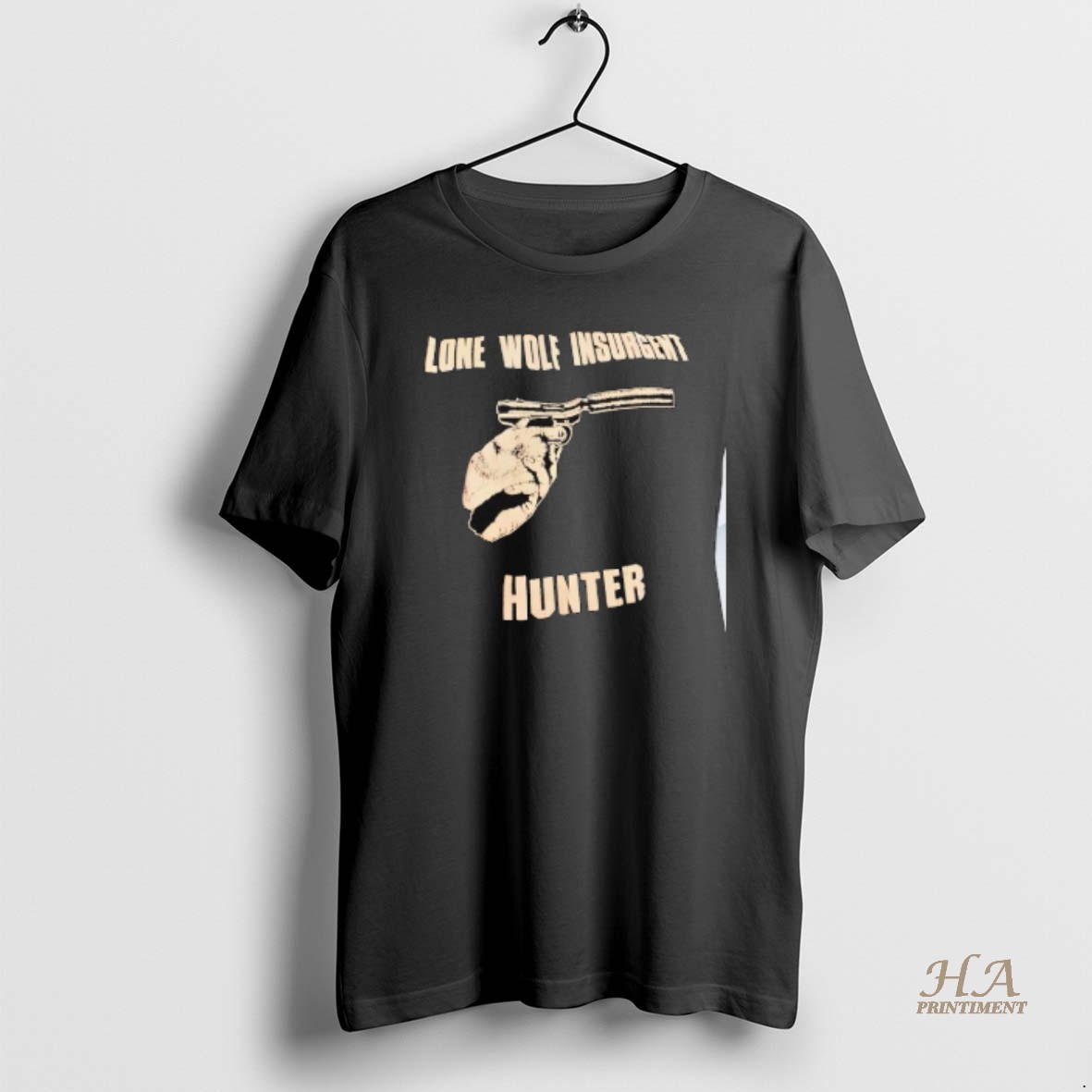 Official Lone Wolf Insurgent Hunter Hand Holding A Handgun T Shirt