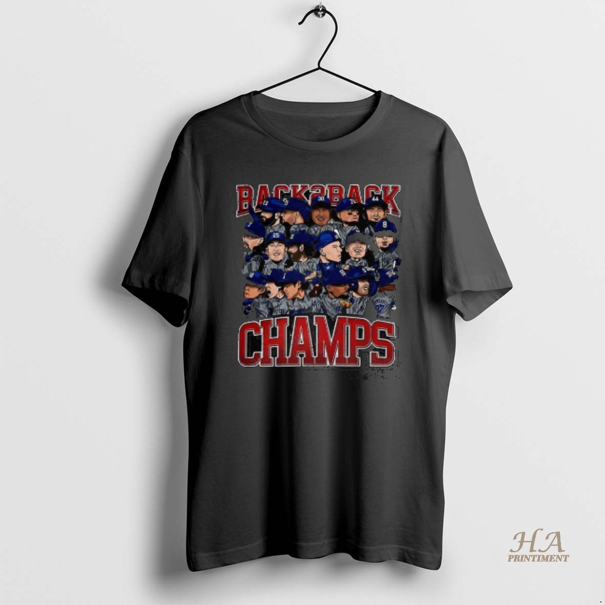 Official Los Angeles Dodgers Back To Back World Champs Caricatures T Shirt