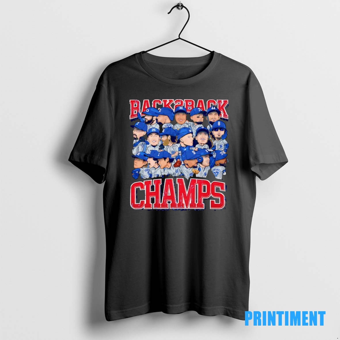 Official Los Angeles Dodgers Baseball Back 2 Back Champions 2025 Caricature Tee Sweater Hoodie
