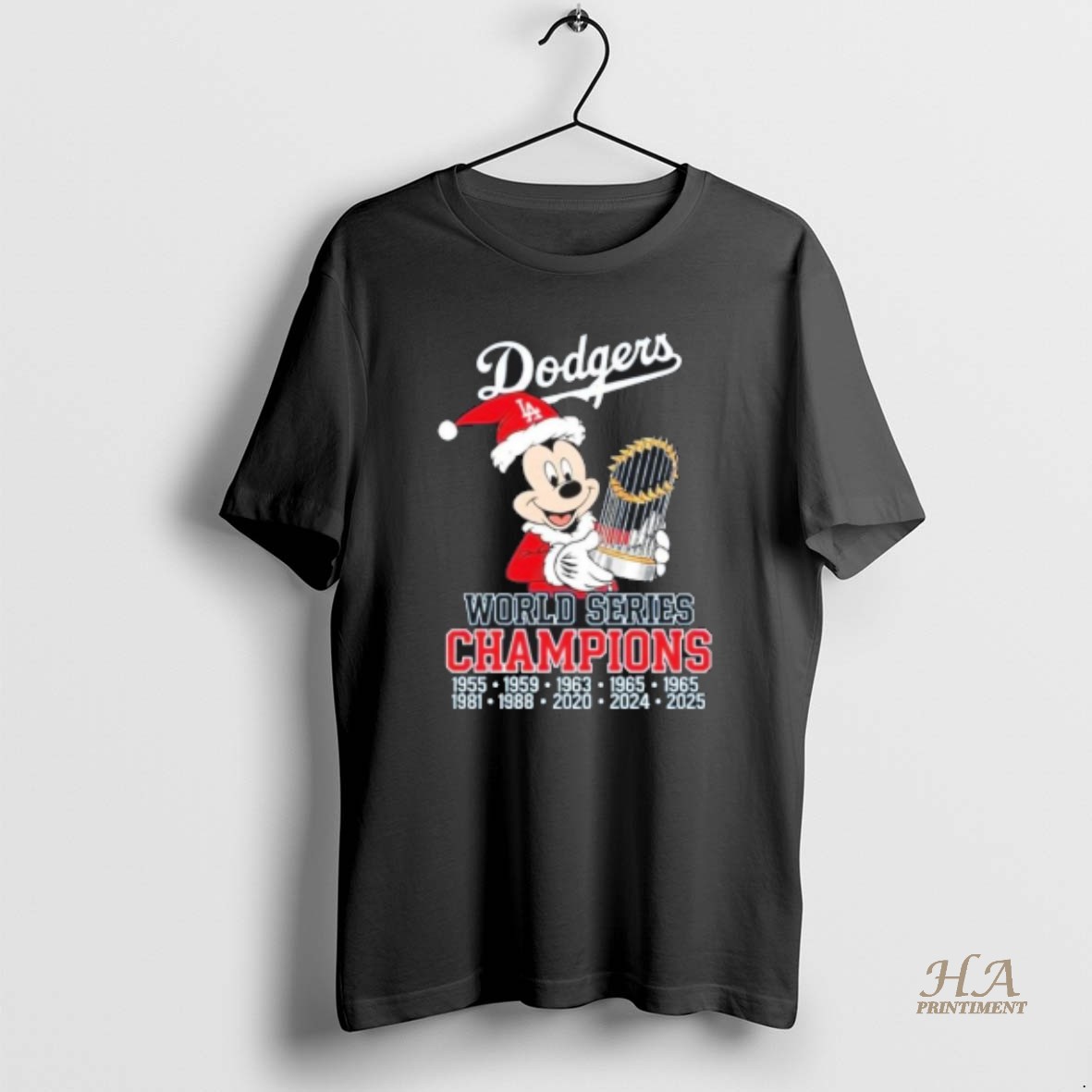 Official Mickey Mouse Christmas Los Angeles Dodgers World Series Champions T Shirt