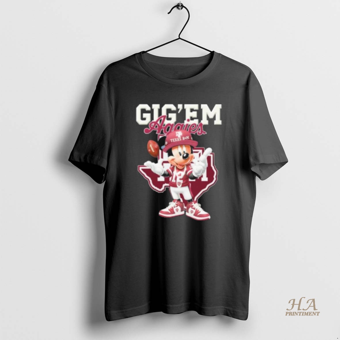 Official Mickey Mouse Gig Em Texas Am Aggies T Shirt