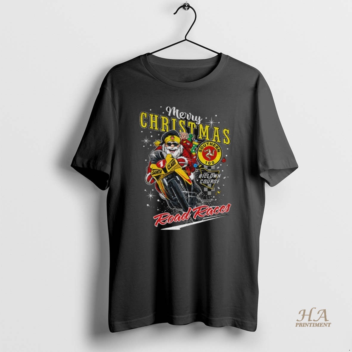 Official Santa Claus 1 Southern 100 Billown Course Road Races Merry Christmas Shirt