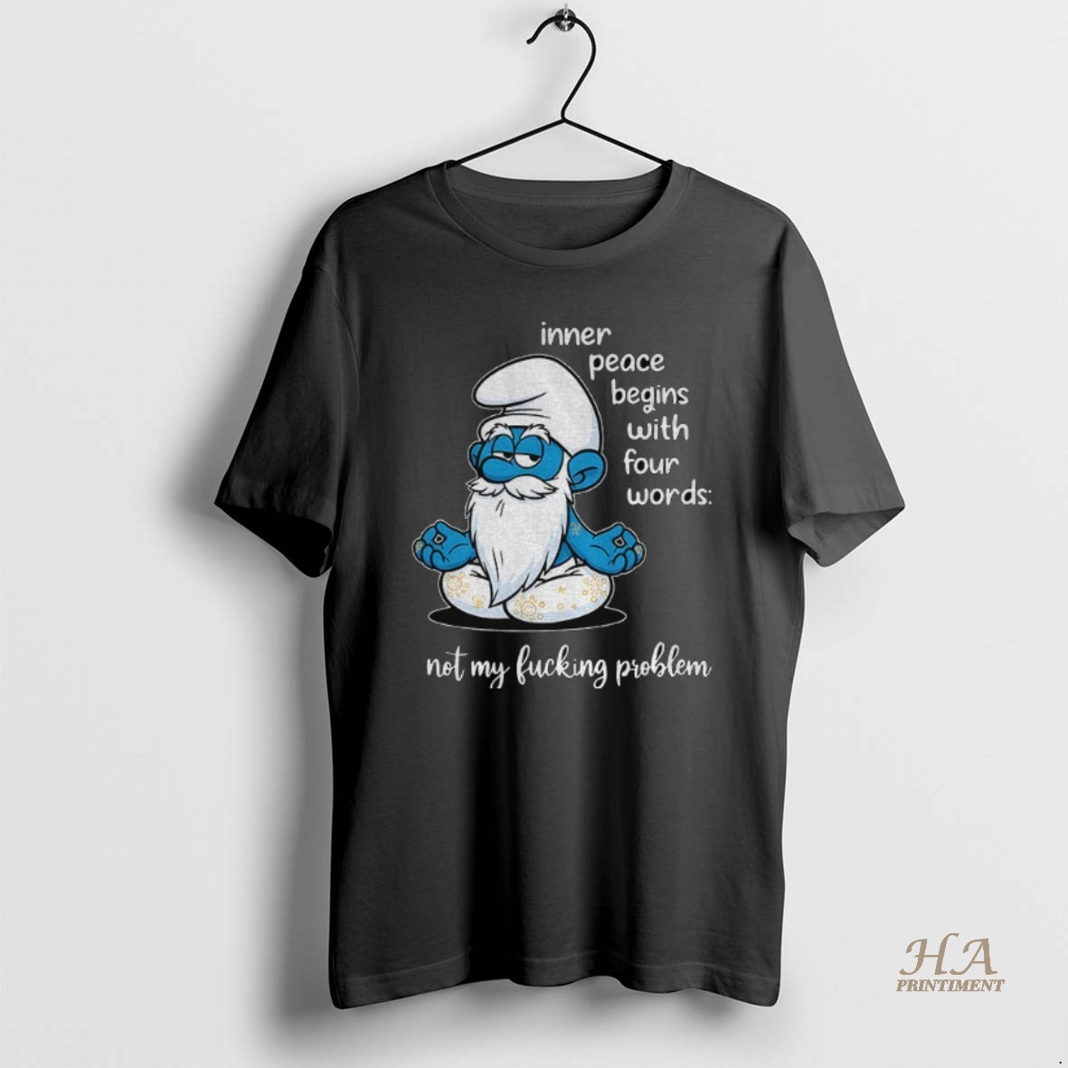 Official Smurf Yoga Inner Peace Begins With Four Words Not My Fucking Problem Shirt