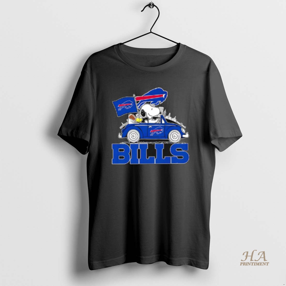 Official Snoopy Driving Car Buffalo Bills Football City Skyline Tee T Shirt