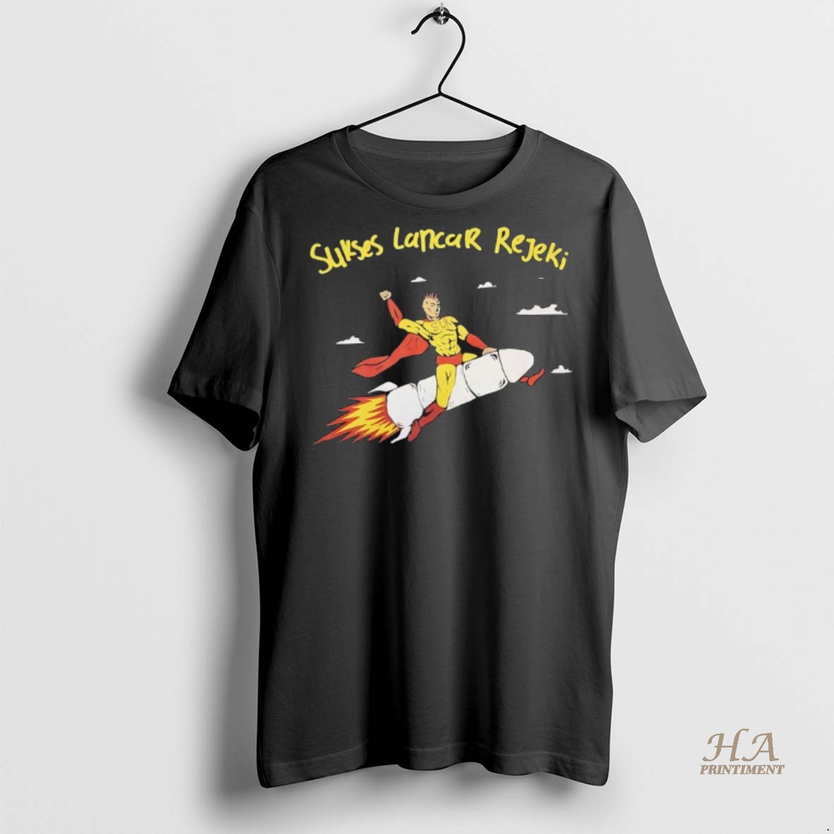 Official Sukses Lancar Rejeki Superhero Riding A Rocket Shirt Hoodie