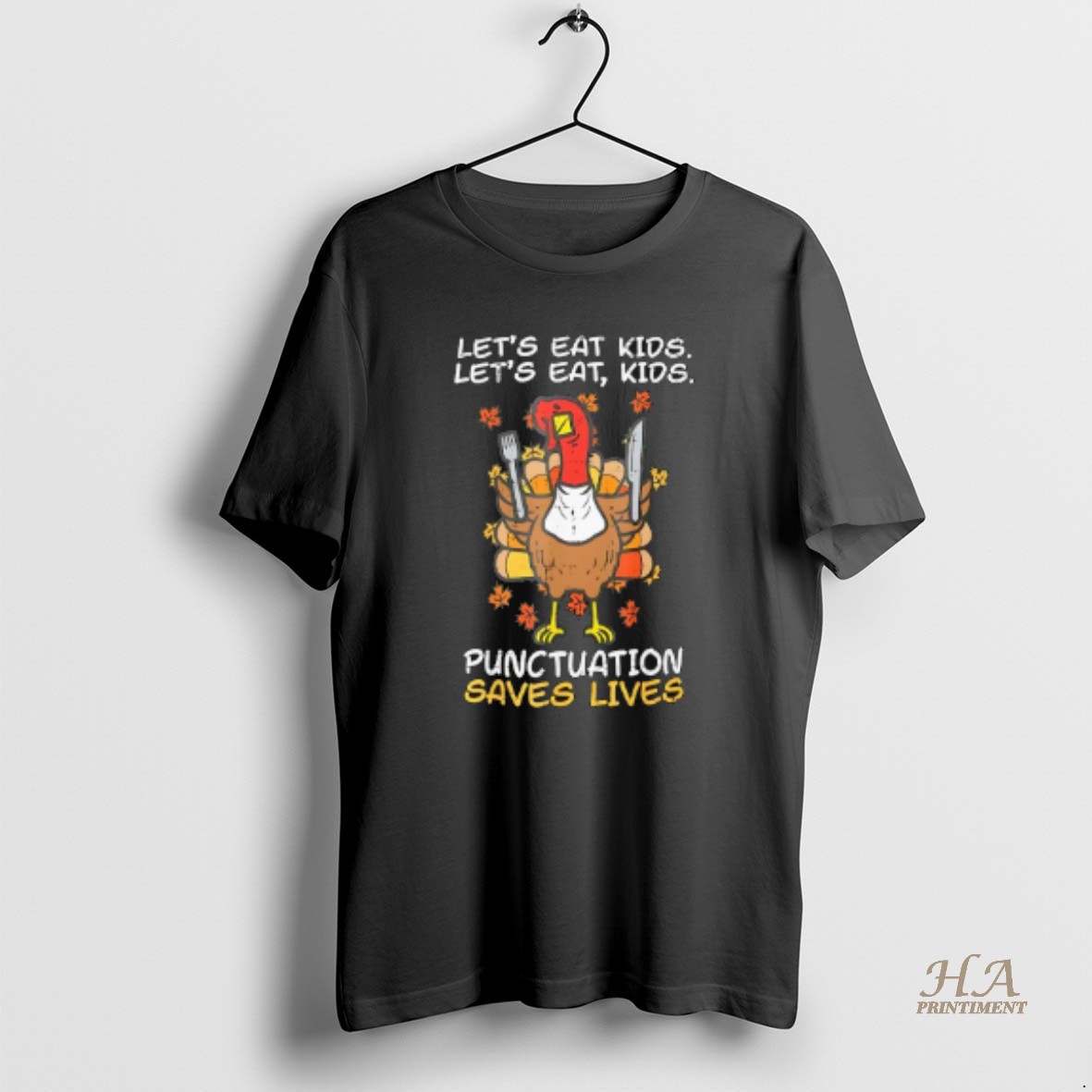 Official Teacher Turkey Lets Eat Kids Punctuation Thanksgiving Shirt