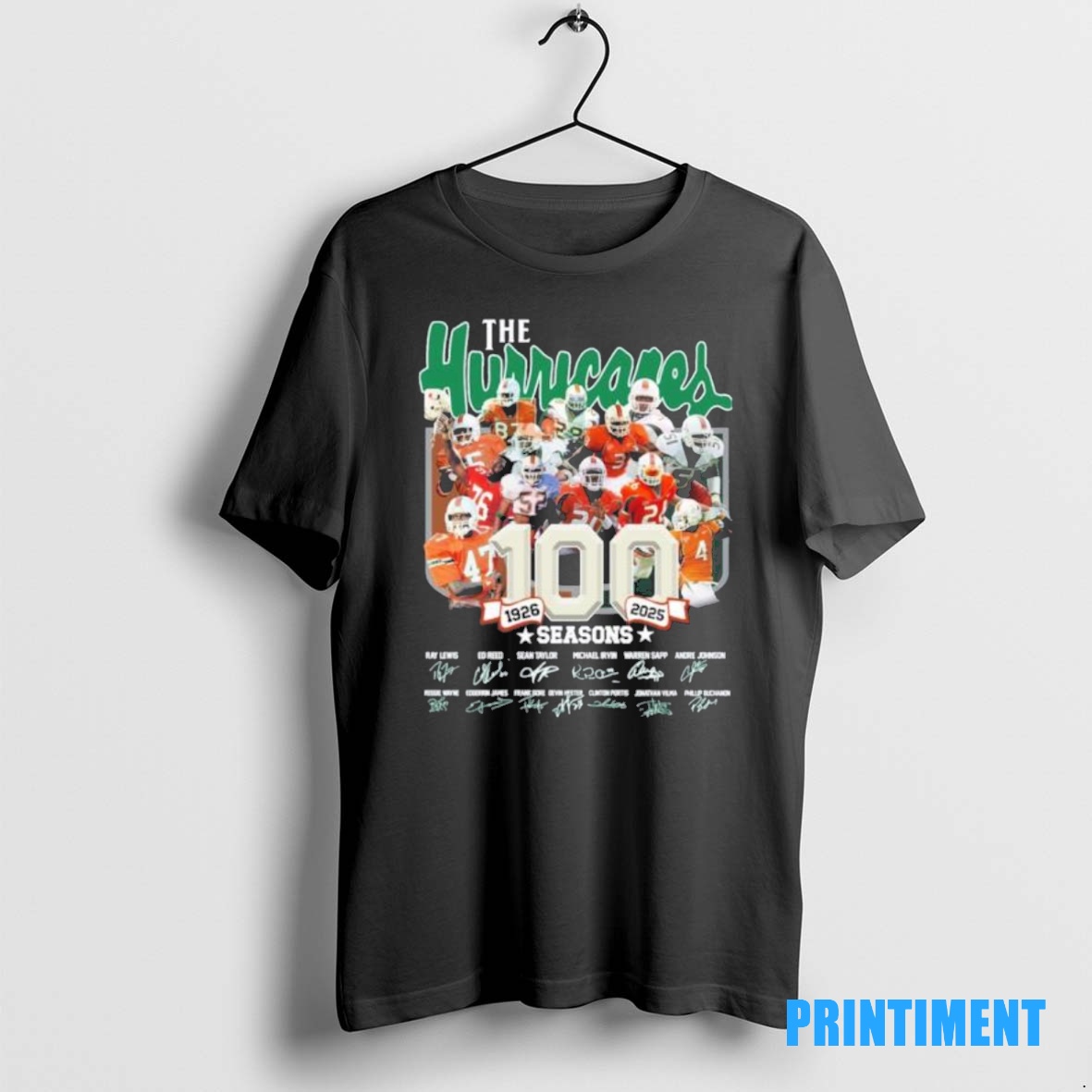 Official The Miami Hurricanes 100 Seasons 1926 2025 Signatures Tee Sweater Hoodie
