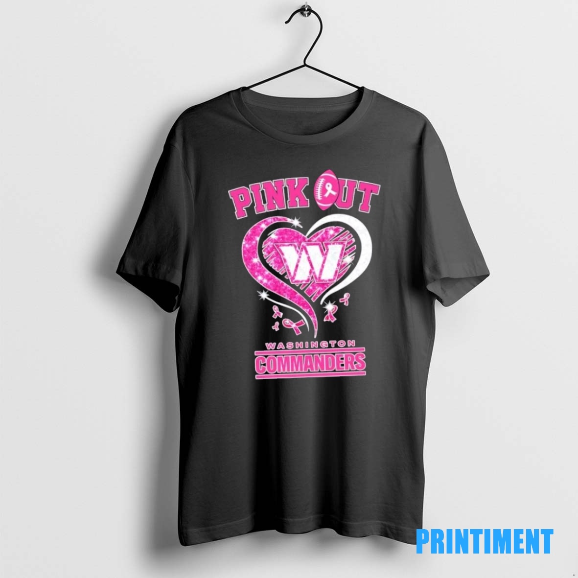 Official Washington Commanders Football X Pink Out Hearts Tee Sweater Hoodie