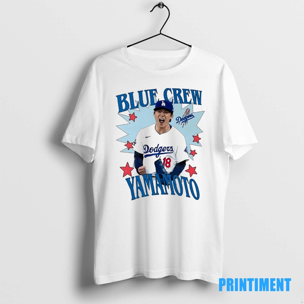 Official Yoshinobu Yamamoto Scream Blue Crew Dodgers Tee Sweater Hoodie