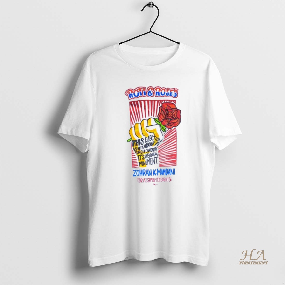 Official Zohran Kwame Mamdani Roti And Roses T Shirt