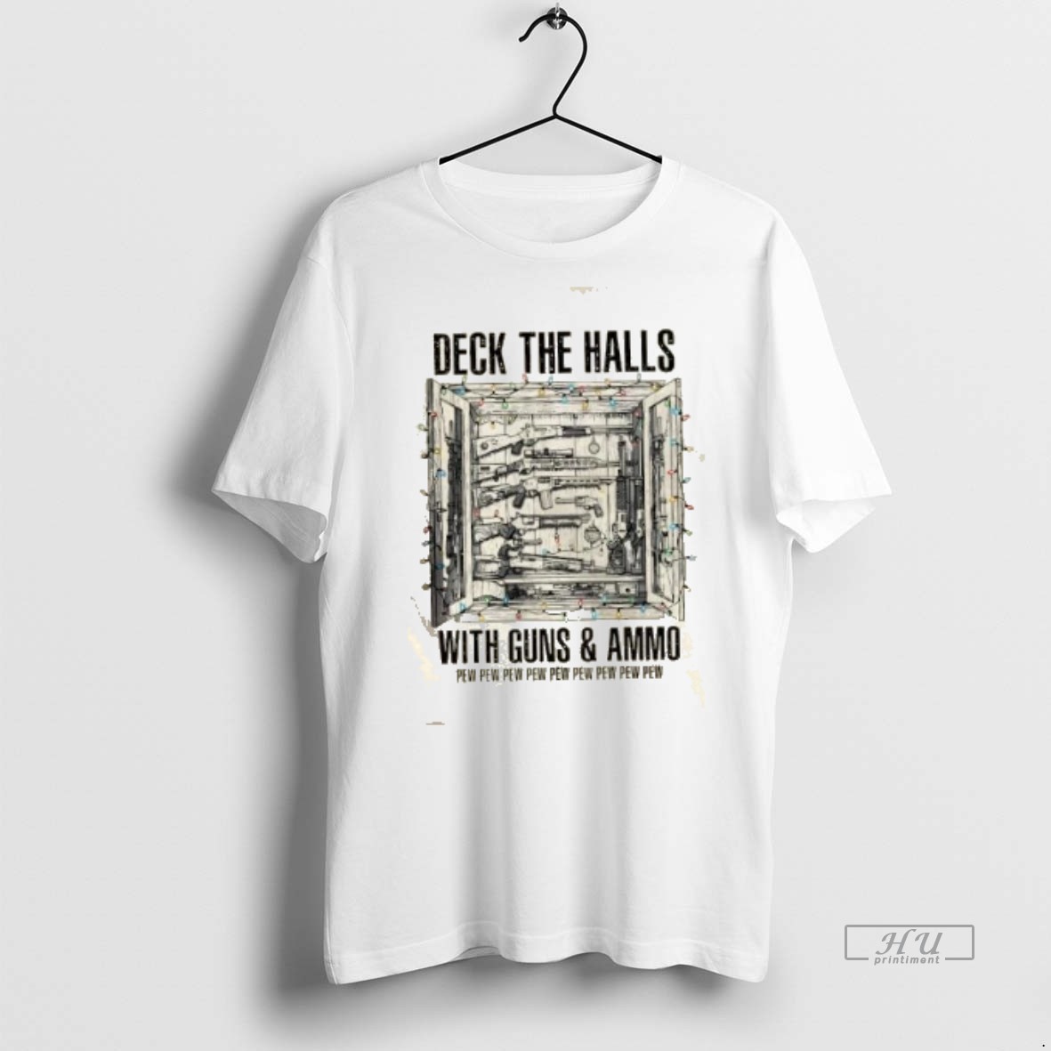 Officials Deck The Halls With Guns And Ammo Pew Pew Pew Christmas Premium Tee Shirt Sweater Hoodie