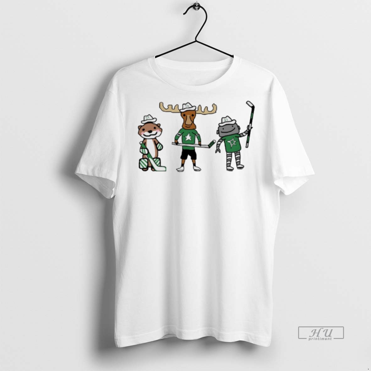 Officials Jake Oettinger Otter Mikko Rantanen Moose And Jason Robertson Robo Guys Dallas Stars Mascot Caricature Premium Tee Shirt Sweater Hoodie