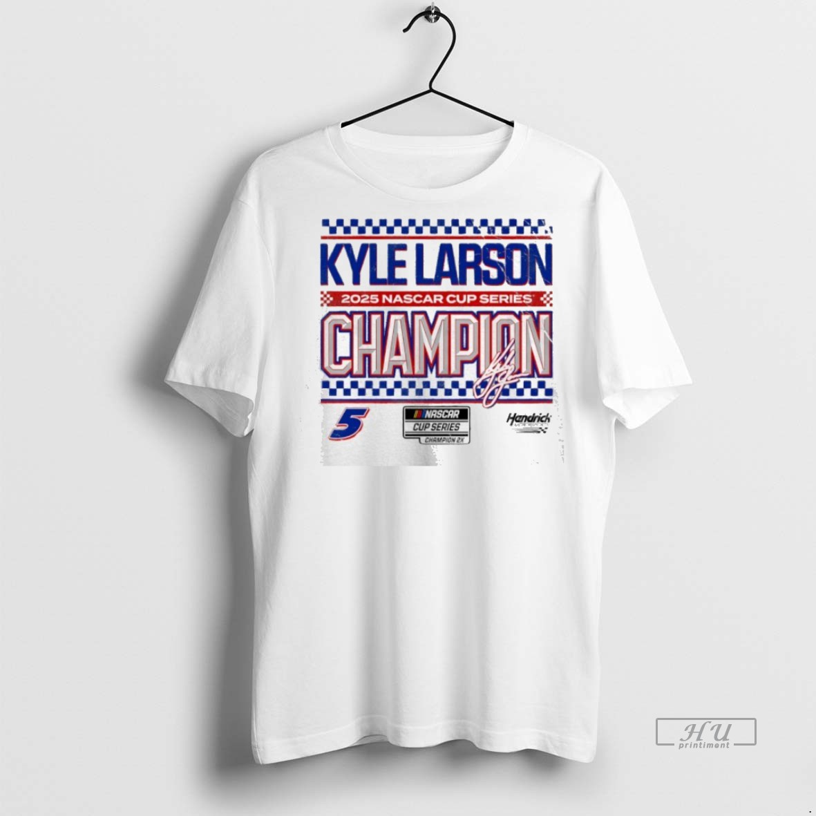 Officials Kyle Larson Hendrick 2025 Nascar Cup Series Champion Hendrick Motorsports Checkered Premium Tee Shirt Sweater Hoodie