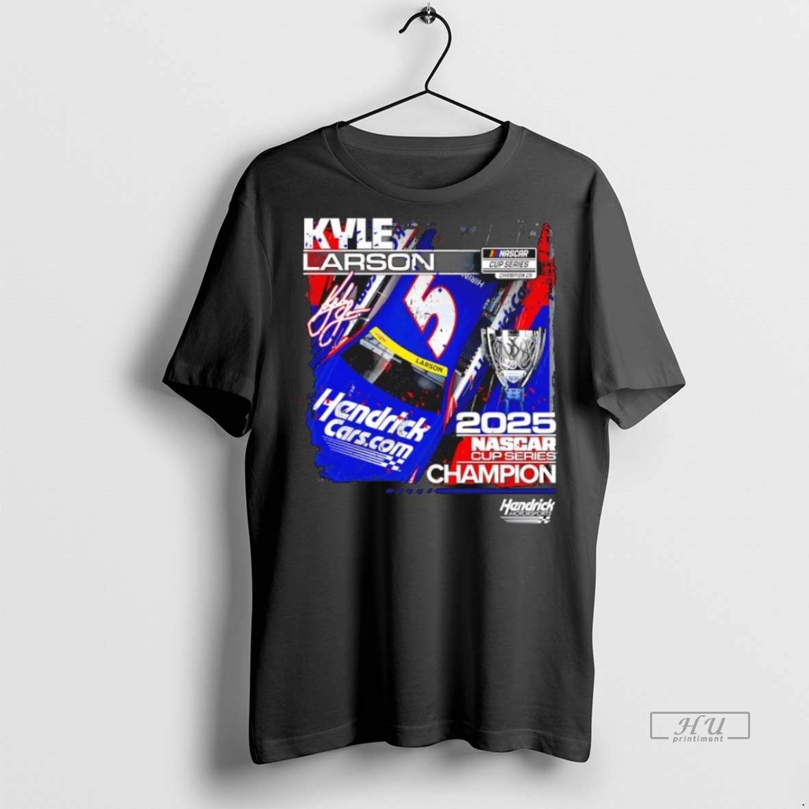 Officials Kyle Larson Hendrick 5 2025 Nascar Cup Series Champion Car Signature Premium Tee Shirt Sweater Hoodie