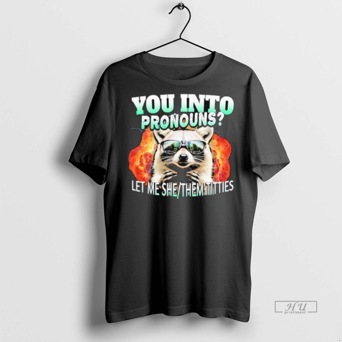 Officials Let Me She Them Titties Raccoon Pronouns Intro Graphic Premium Tee Shirt Sweater Hoodie