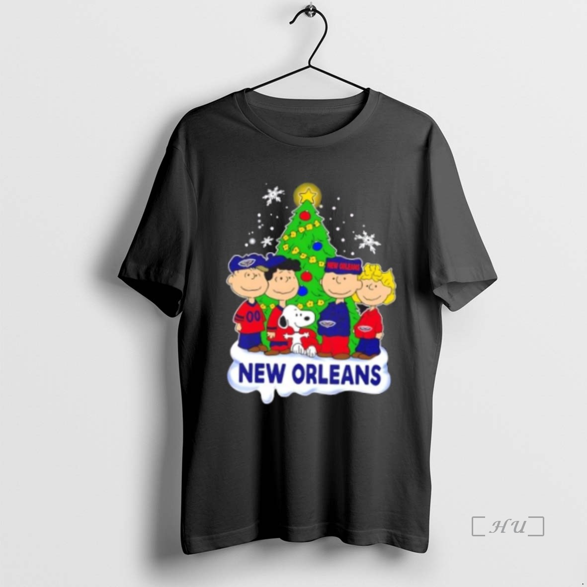 Officials New Orleans Pelicans X Peanuts Snoopy And Friends Christmas Tree Premium T Shirts Sweater Hoodie