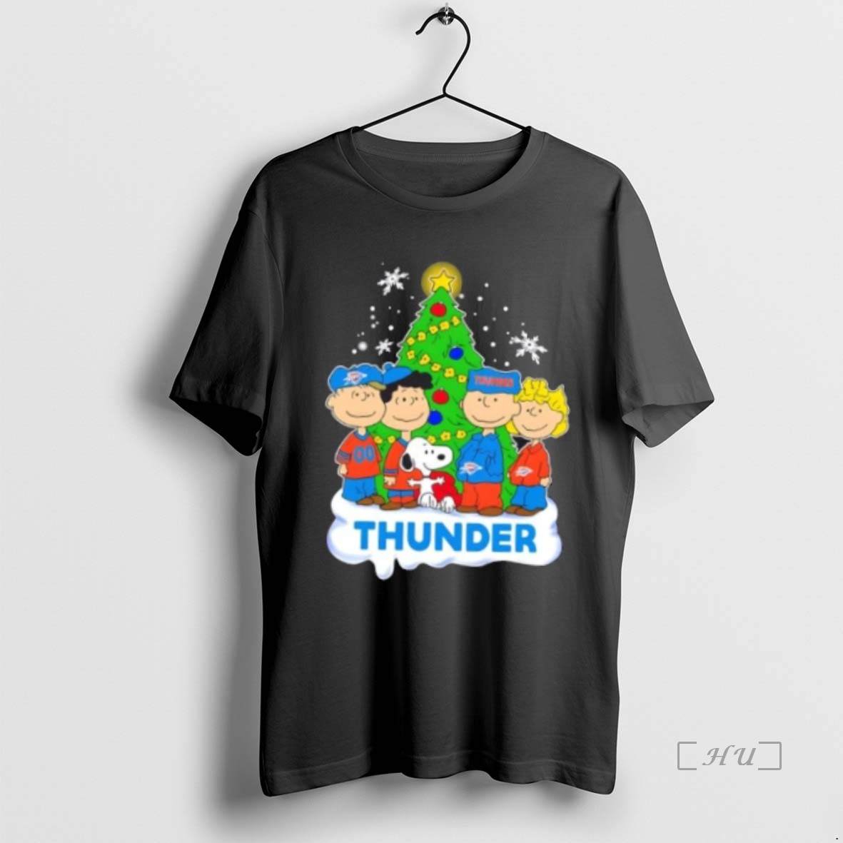Officials Oklahoma City Thunder X Peanuts Snoopy And Friends Christmas Tree Premium T Shirts Sweater Hoodie