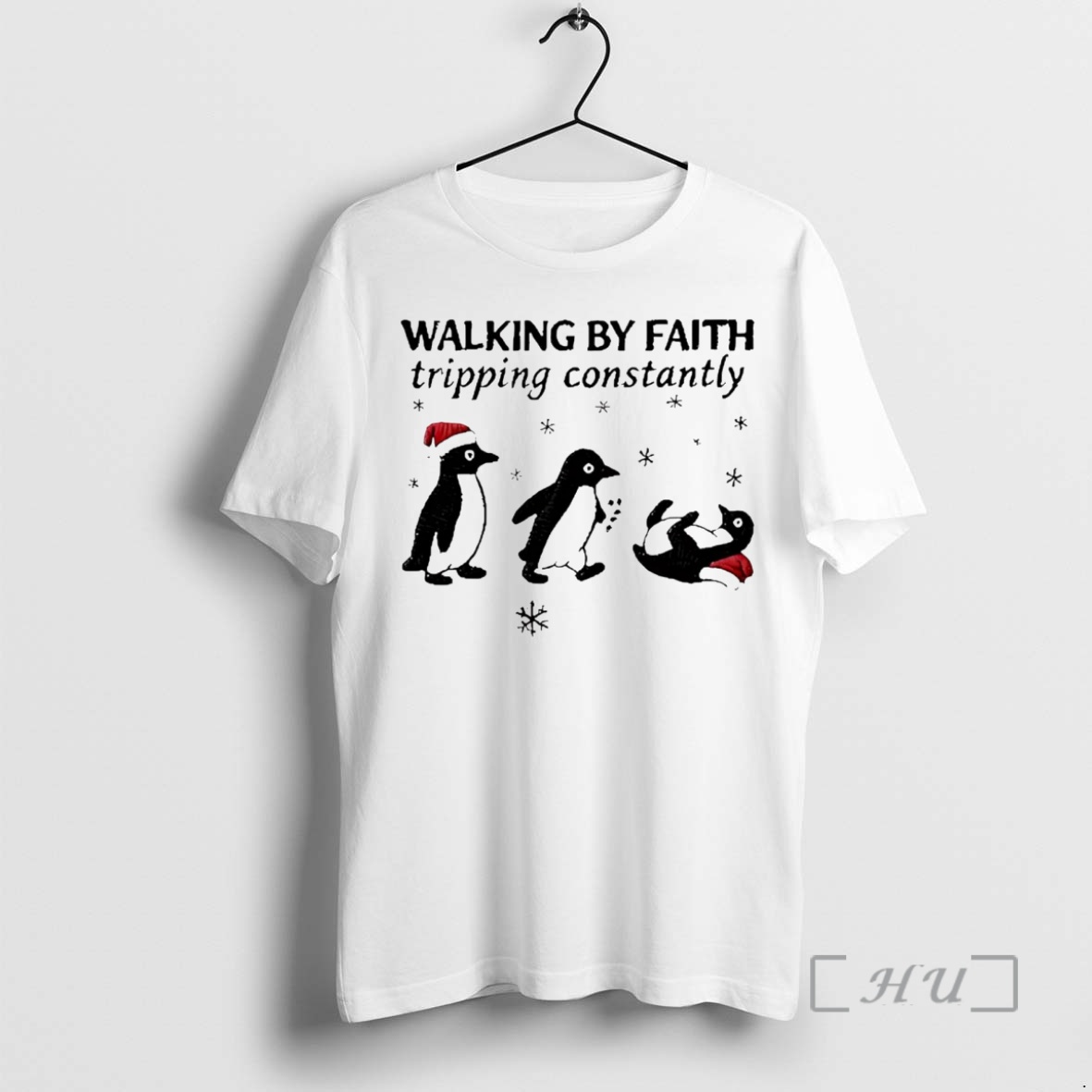 Officials Penguin Walking By Faith Tripping Constantly Christmas Premium T Shirts Sweater Hoodie