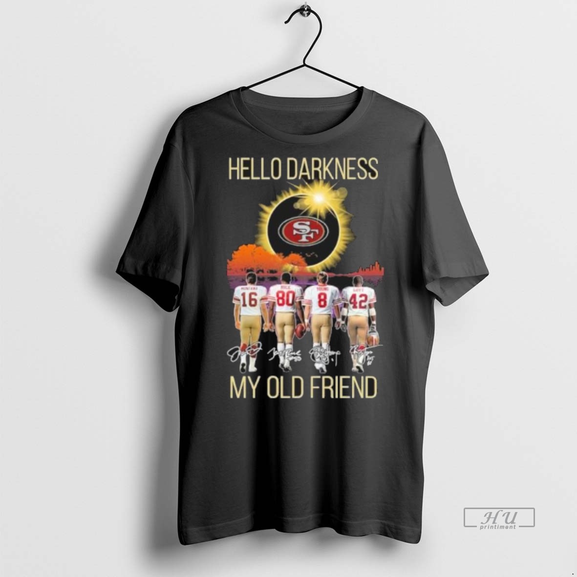 Officials San Francisco 49ers Hello Darkness My Old Friend Premium Tee Shirt Sweater Hoodie