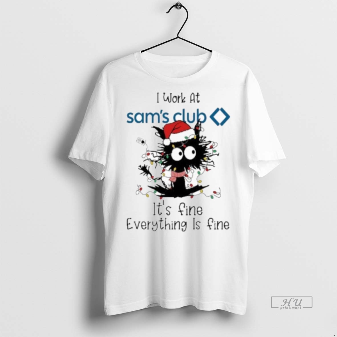Officials Santa Black Cat Light X Sams Club Logo Its Fine Everything Is Fine Premium Tee Shirt Sweater Hoodie