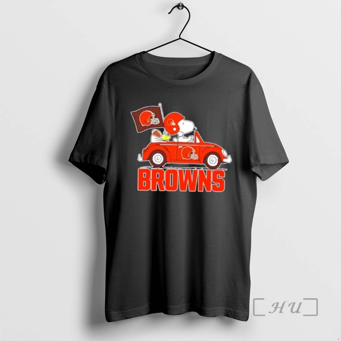 Officials Snoopy And Woodstock Driving Car Cleveland Browns Football Premium T Shirt Sweater Hoodie