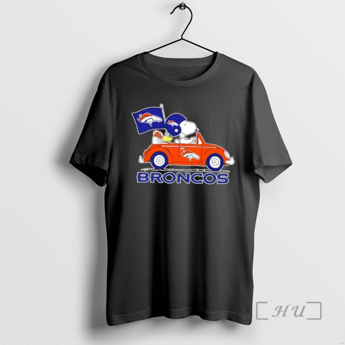 Officials Snoopy And Woodstock Driving Car Denver Broncos Football Premium T Shirt Sweater Hoodie