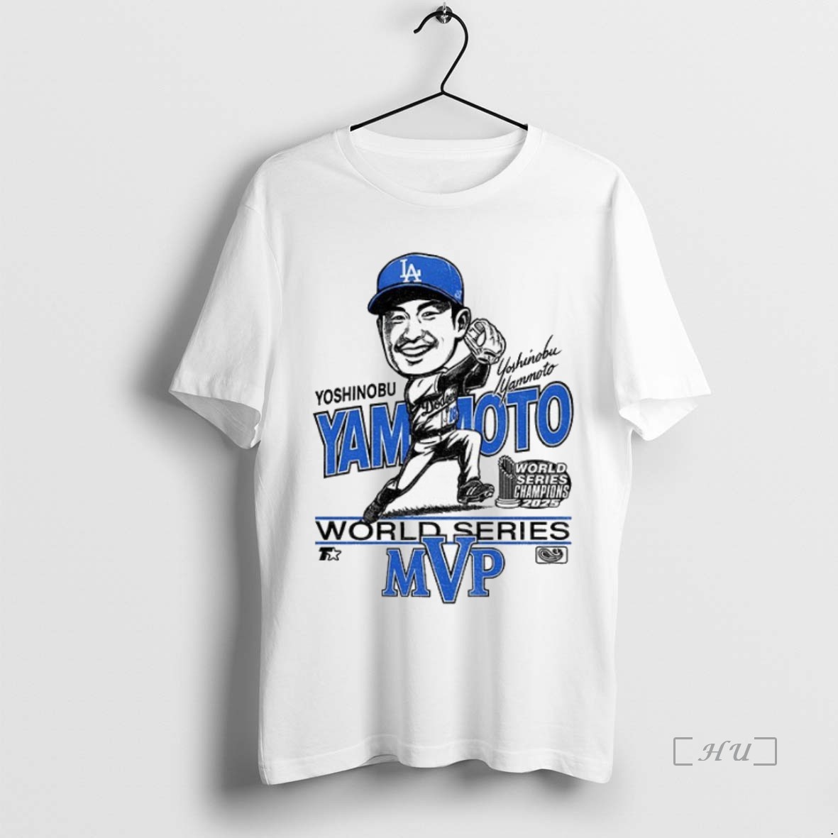 Officials Yoshinobu Yamamoto Mvp Caricature Los Angeles Dodgers Baseball World Series Mlb 2025 Premium T Shirts Sweater Hoodie