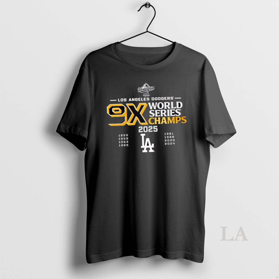 Original 9 Time Los Angeles Dodgers World Series Champs 2025 Black Shirt