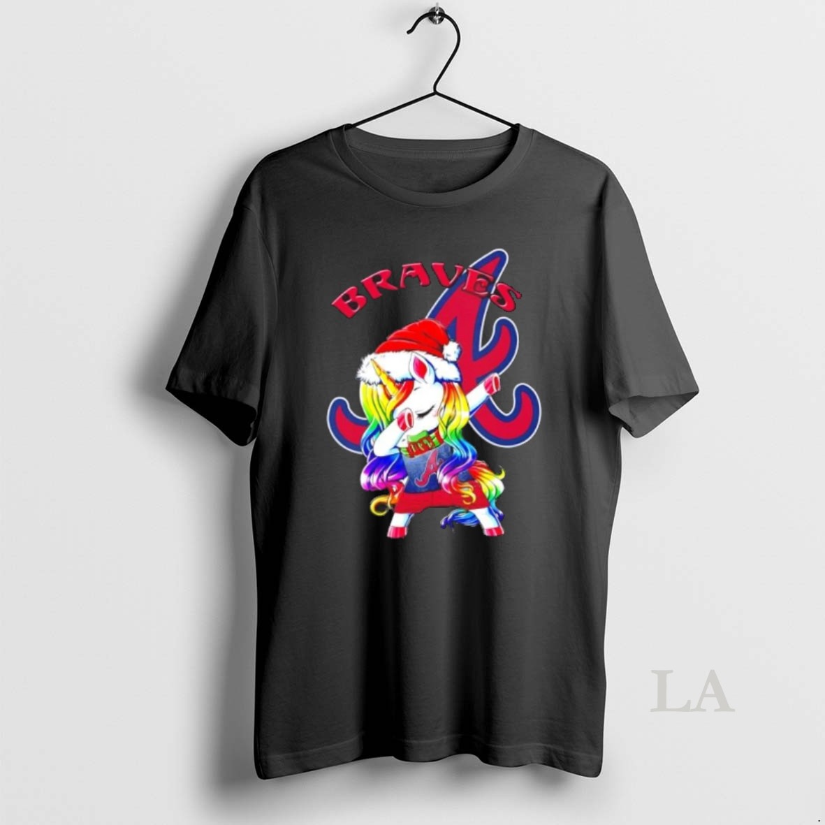 Original Atlanta Braves X Unicorn Santa Hat Dabbing Merry Christmas Shirt
