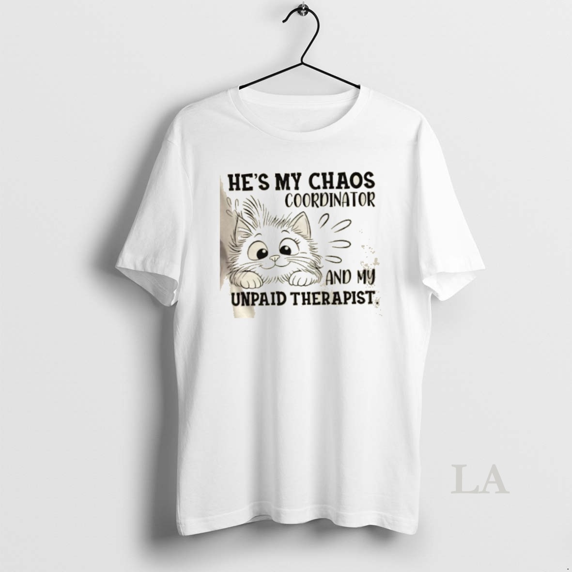 Original Cat Hes My Chaos Coordinator And Unpaid Therapist Shirt