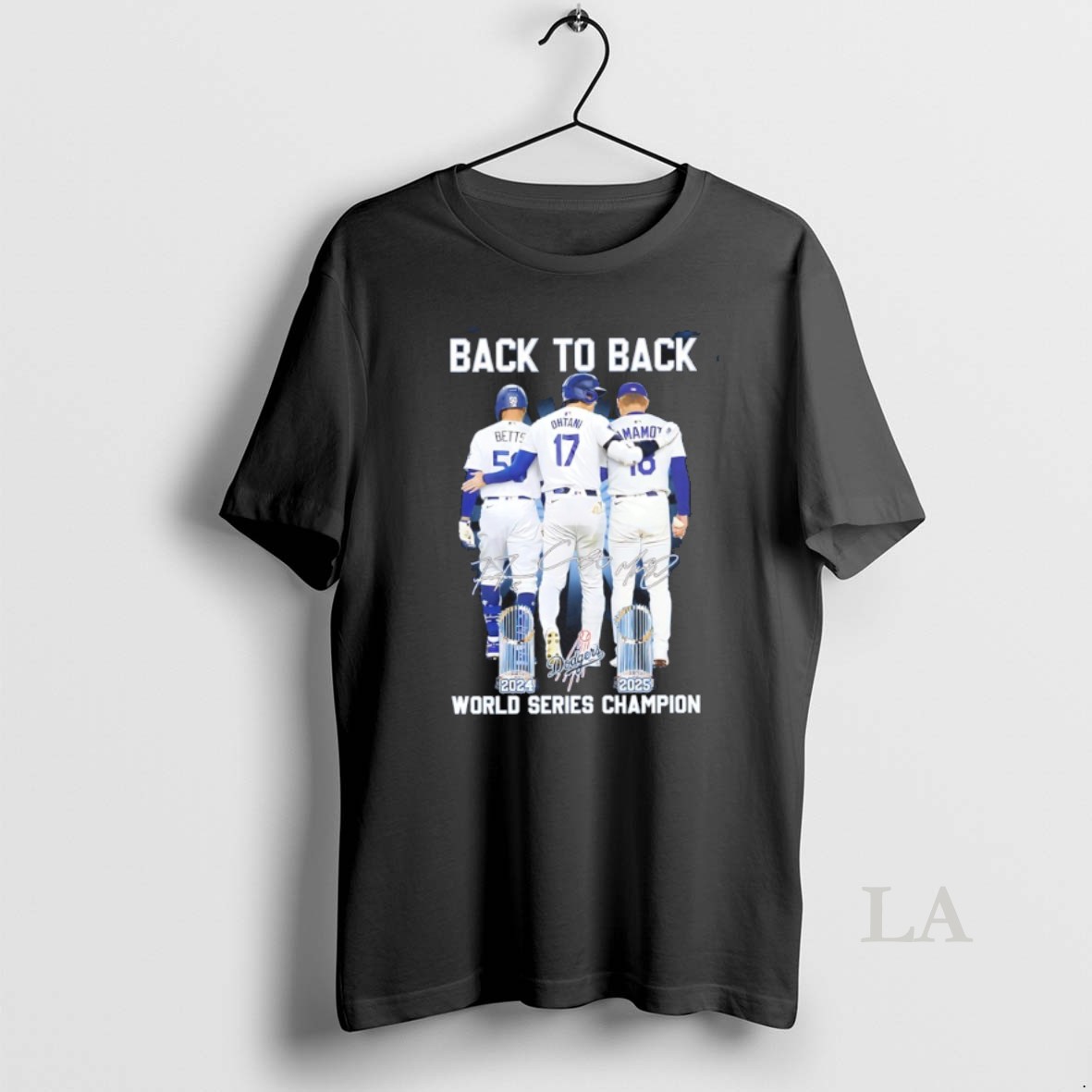 Original Dodgers Betts Ohtani Yamamoto Back 2 Back 2024 2025 World Series Champions Signatures Shirt