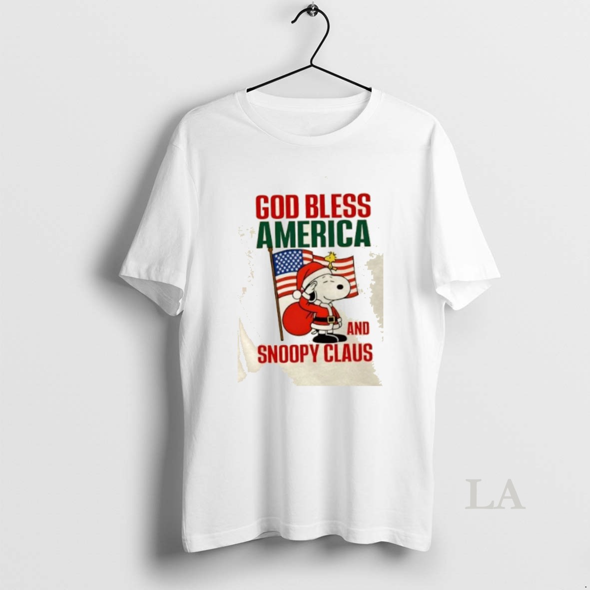 Original God Bless America And Snoopy Claus Christmas Us Flag Shirt