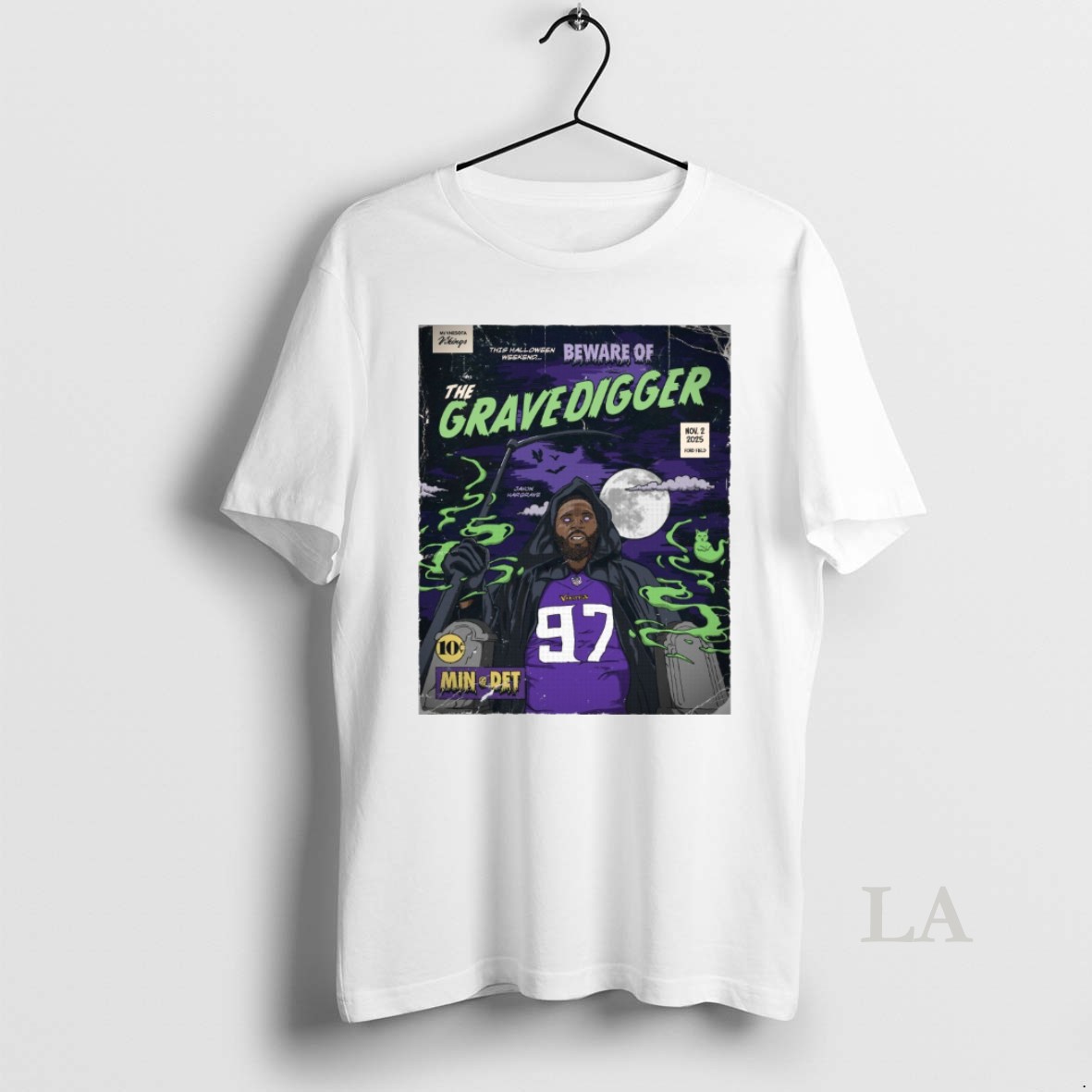 Original Javon Hargrave This Halloween Weekend Beware Of The Gravedigger Minnesota Vikings Vs Detroit Lions Shirt