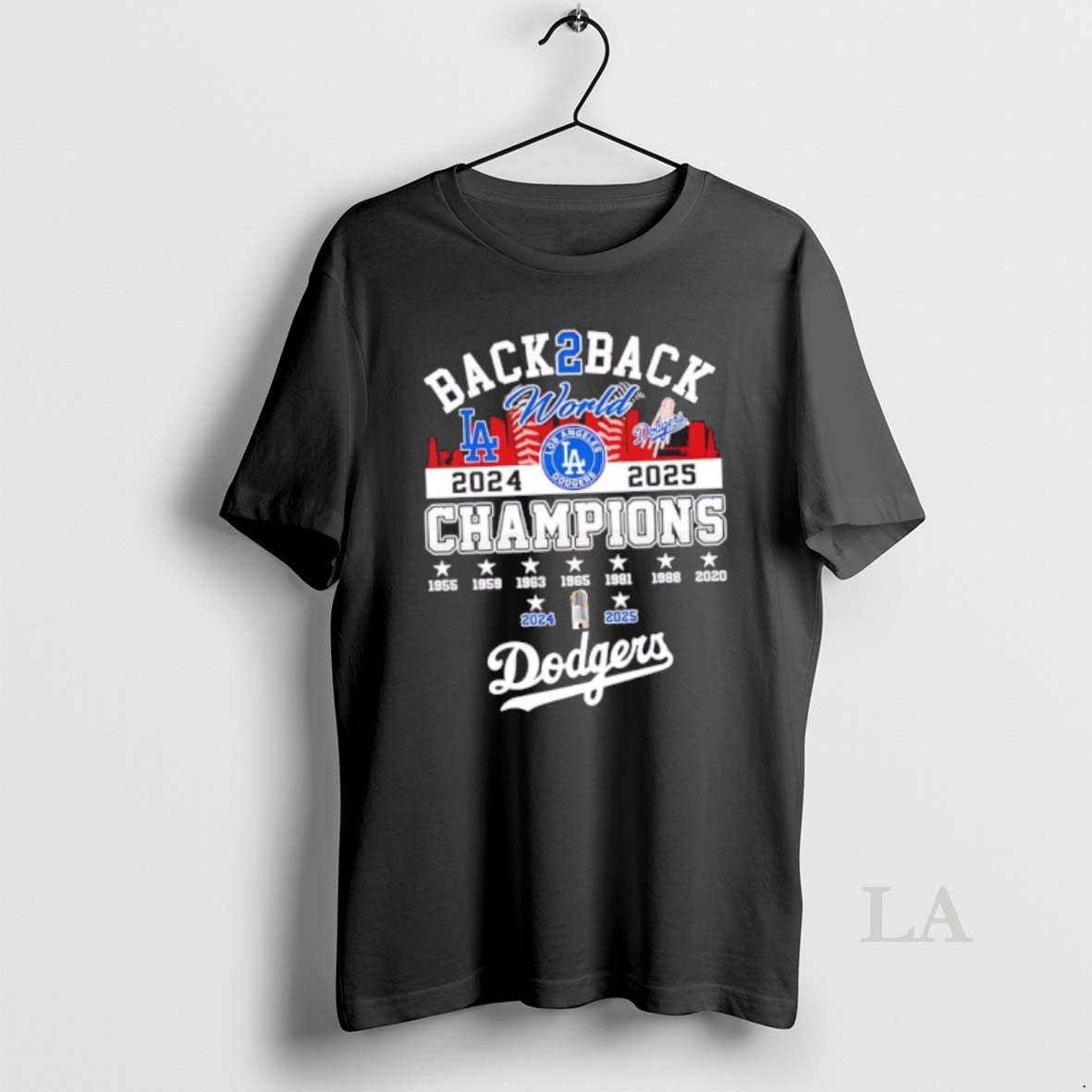 Original La Dodgers 9 Time World Series Champions 2025 Back To Back City Skyline Shirt