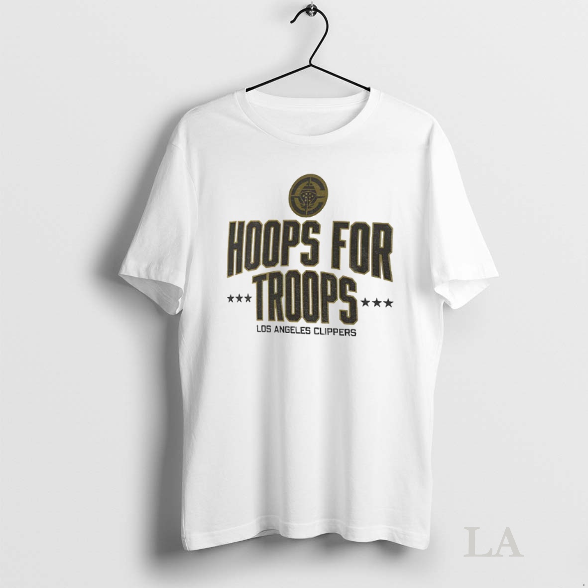 Original Los Angeles Clippers Basketball Nba Hoops For Troops Logo Shirt