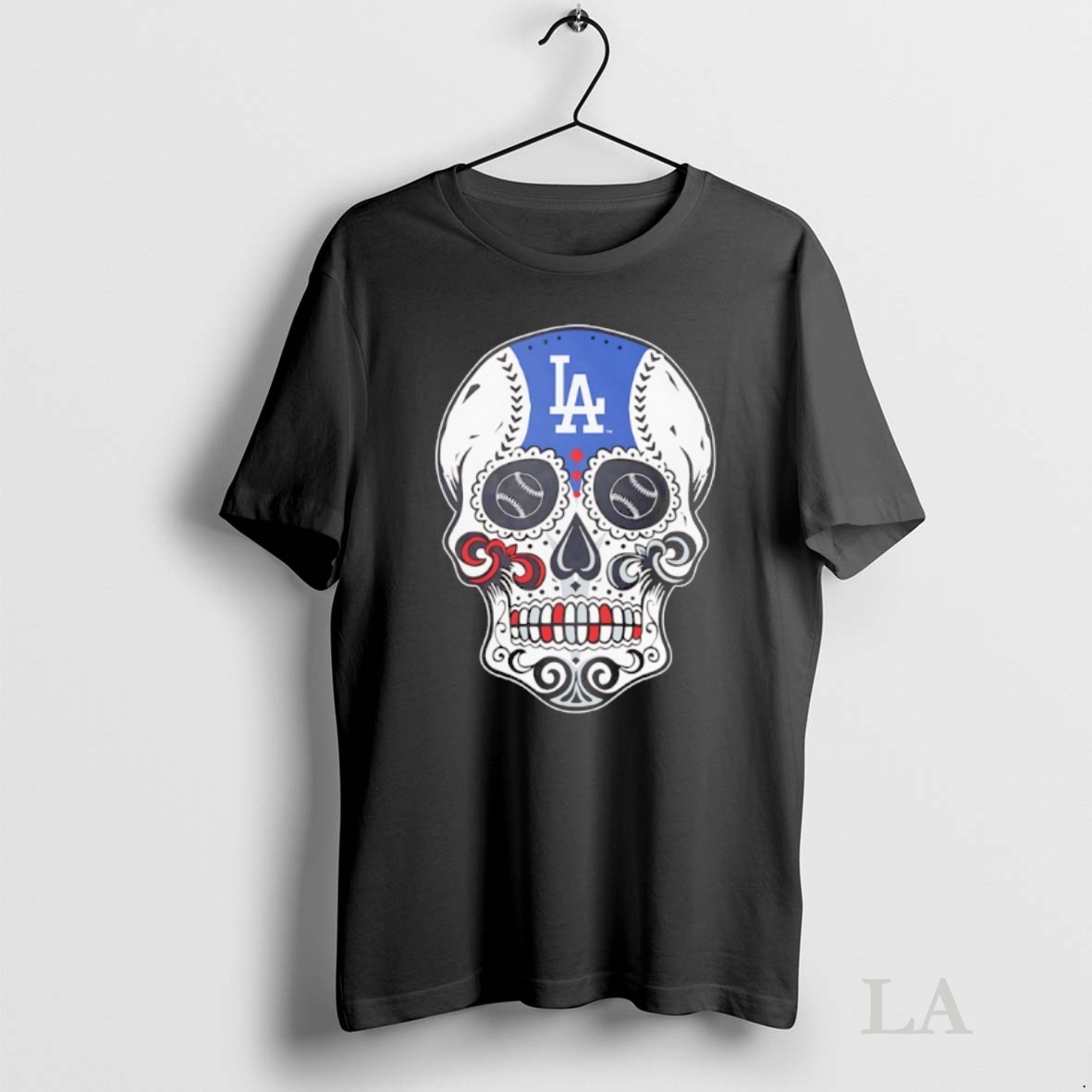 Original Los Angeles Dodgers Candy Skull Silk Tattoo Shirt