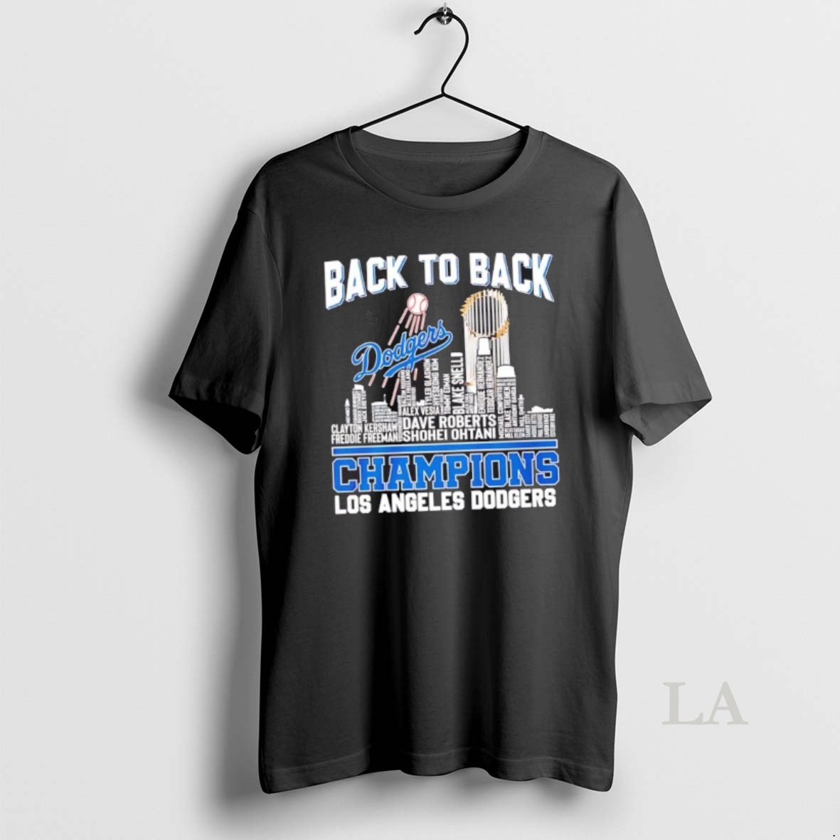 Original Los Angeles Dodgers Champions Back To Back Player Name Skyline Shirt