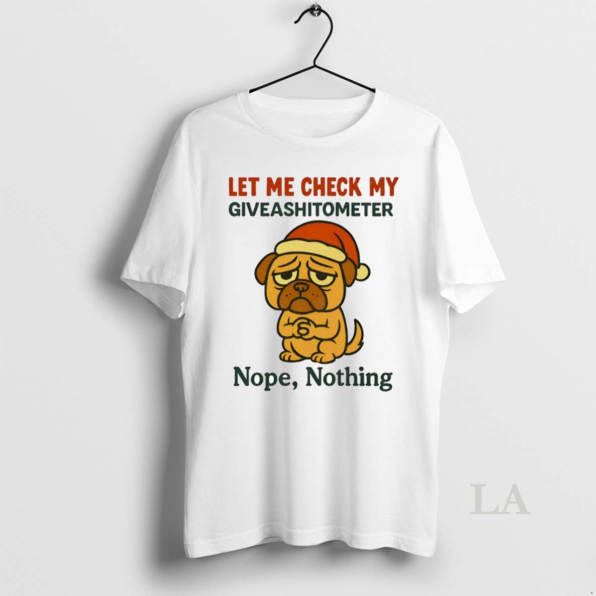 Original Santa Pug Let Me Check My Giveashitometer Christmas Shirt
