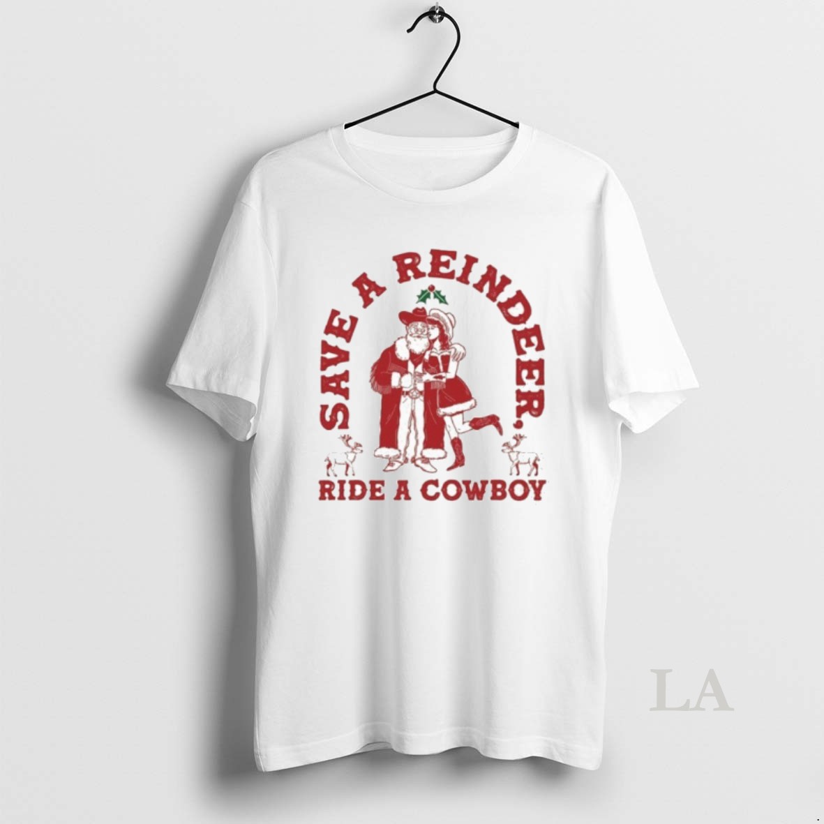 Original Save A Reindeer Ride A Cowboy Ugly Shirt