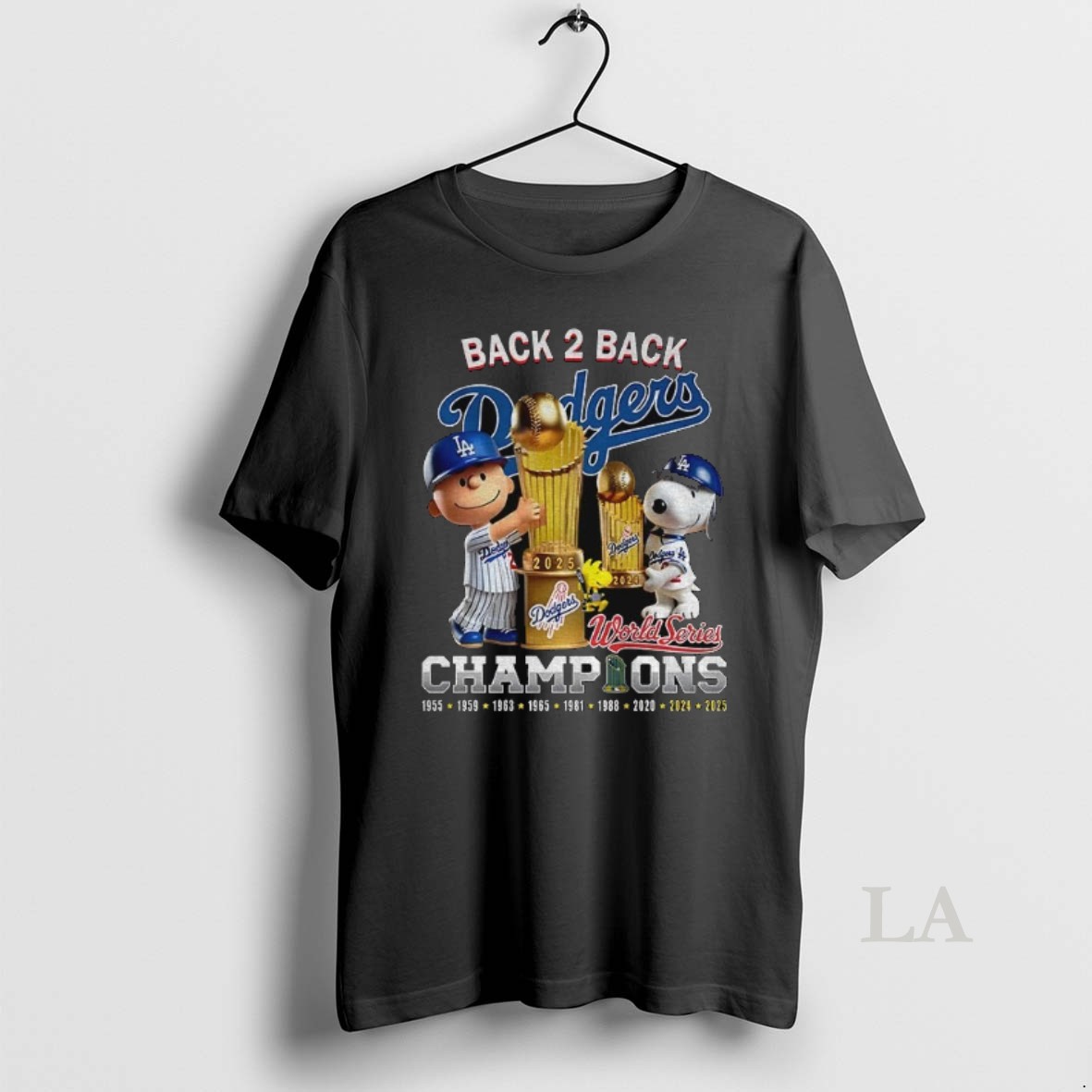 Original Snoopy And Charlie Brown Los Angeles Dodgers Back To Back World Series Champions 1955 2025 Shirt