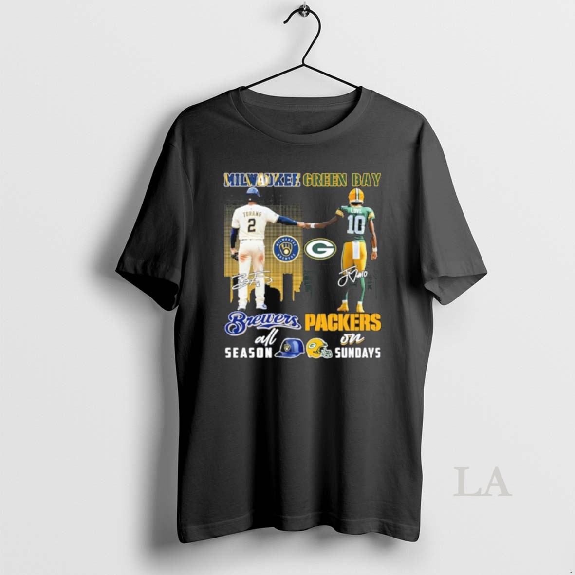 Original Turang Milwaukee Brewers All Season And Love Green Bay Packers On Sundays Shirt