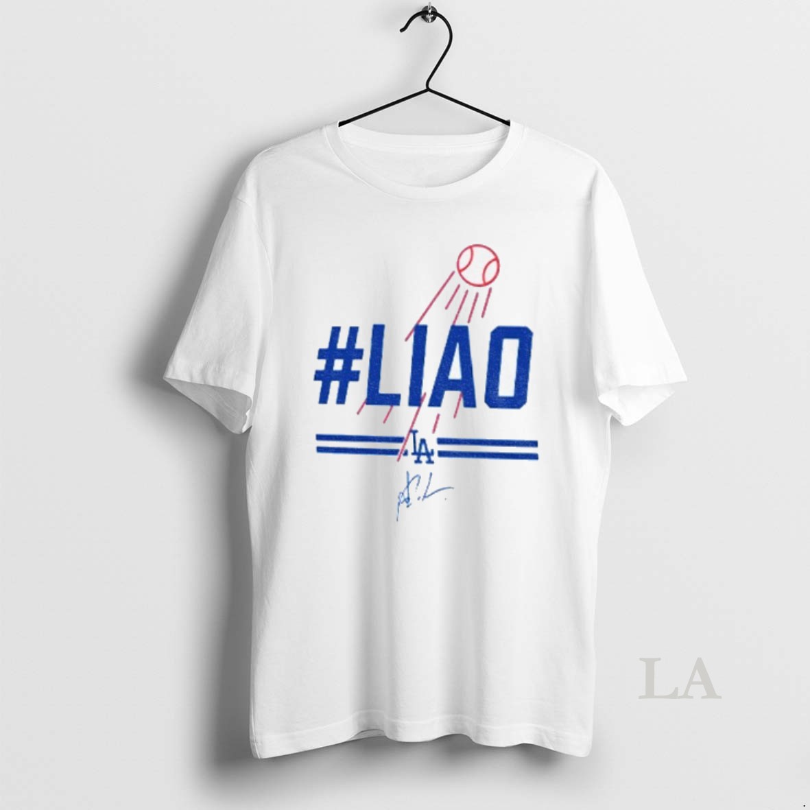 Original Yoshinobu Yamamoto Liao Signature Dodgers Baseball Shirt