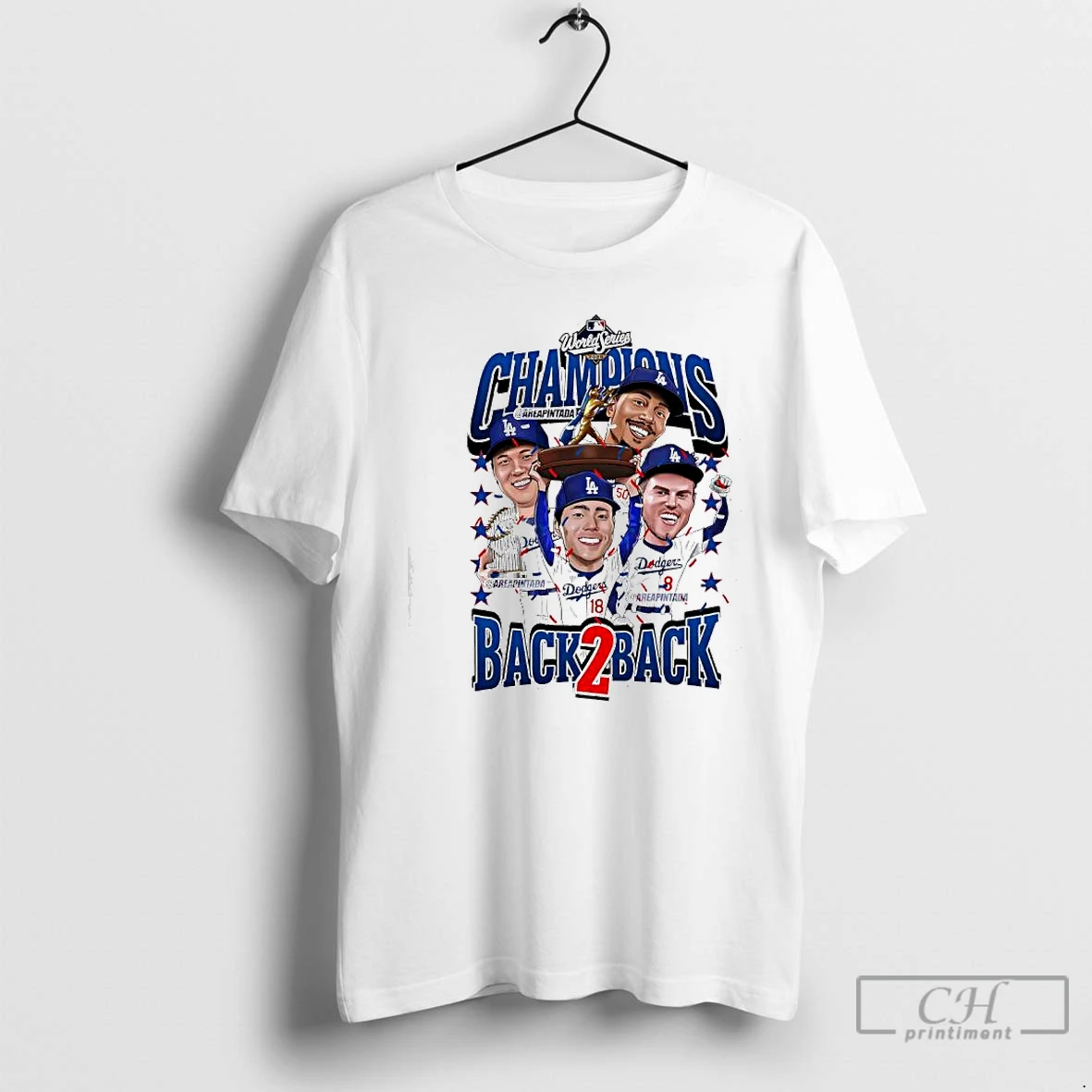 Premium Back2back Los Angeles Dodgers Mlb World Series Champions Cartoon Players T Shirts Hoodie