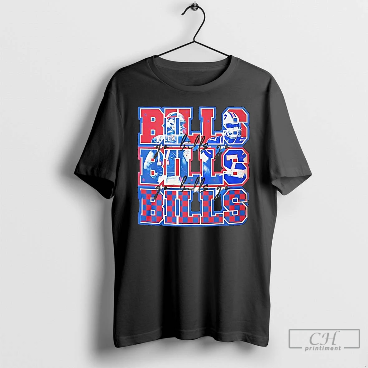 Premium Buffalo Bills Josh Allen Three Times Quarterback Graphic Signature T Shirts Hoodie