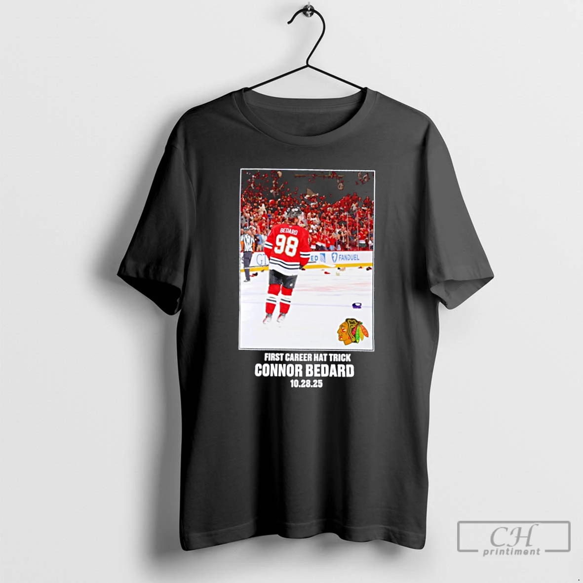 Premium Connor Bedard Chicago Blackhawks First Career Hat Trick T Shirts Hoodie